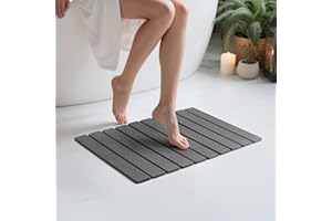 Volminex Alfombra de Baño de Piedra Diatomita, Alfombrilla Baño Super Absorbente, Alfombra de Ducha Secado Rápido, Tapete Antideslizante para Suelo de Baños, Casa y Cocina (Gris Oscuro, 60 x 39 cm)