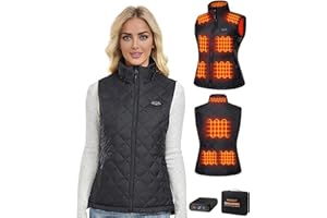 Topdot Heated Gilet Womens Heated Vest with Power Bank 16000mAh 7.4V, 10 Zones Electric Heated Vest with 3 Heating Levels Ergonomic Heating System, Smart Temp Control Warm Vest for Women