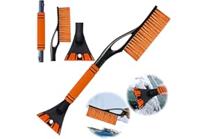 WAYBWZDQ Eiskratzer Auto mit Besen,2 in 1 Abnehmbarer Eisschaber, Auto-Eiskratzer mit Ergonomischem Schaumstoffgriff für Autos, Windschutzscheiben, Fenster, SUVs, LKWs (orange)