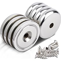 8 stuks magneten sterk met gat 45 kg kracht 36 x 7 mm, neodymium magneet met gat magneten ronde neodymium magneten extra sterke magneet om vast te schroeven, verzonken kopmagneet met schroeven