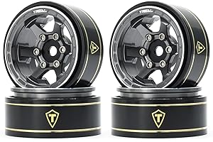 TREAL SCX24 Wheels 1.0" Beadlock Wheels (4P) Scale-Look Concave Six Spoke Rim Crawler Wheels for Axial SCX24 -Type D (Gray)