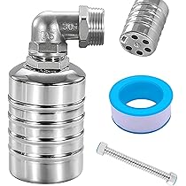 Vlotterventiel voor waterreservoir, zwembad, 3/4 inch, automatisch waterniveaucontroleventiel, 304 roestvrij staal, vlotterventiel met 30 cm golfbuis en kraanafdichtband (3/4 inch bovenwaterinlaat