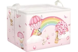 HUUMONSS Rainbow Animals Baby Laundry Hamper Collapsible Clothes Kids Storage Basket Large Girls Gift Toy Box Bin for Bedroom, Balloon, 36L