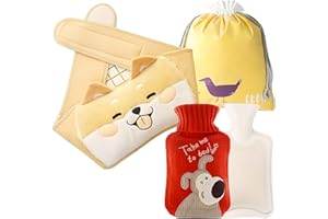 BAYINBROOK Borsa dell'acqua calda, Borsa dell'acqua calda in gomma con morbida copertura in vita, kit per il primo periodo per ragazze e sacchetti antidolorifici per collo, schiena (cane giallo)