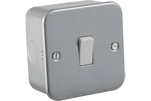 Knightsbridge M2000 Metal Clad 10A 1G 2 Way Light Switch, 230 V, Silver