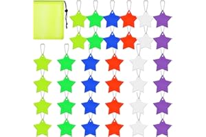 GOTDYBST Pack of 36 Reflector Pendants, Reflectors Children with Storage Bag, Reflector School Bag, 6 Colours, Star Reflectors Pendant, Suitable for Backpacks, Handbags, Clothing, Bikes