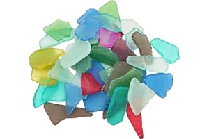 BTMIEY 40 azulejos de mosaico de vidrio esmerilado irregular de 500 g, suministros de manualidades para joyas, marcos de fotos, posavasos, decoración de jardín, proyectos de arte de mosaico para interiores y