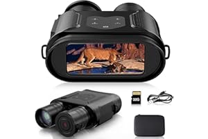 RELASSY Binoculars Visión Nocturna,1080P HD Infrarrojos Digital Visión Nocturna con 4" LCD TFT Night Vision Alcance de 500m Cámara Zoom Digital 6X, Visor Nocturno para Caza con Tarjeta TF de 32 GB