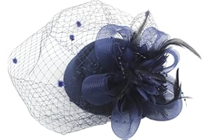 COSFAN Sombrero de Las Mujeres Fascinators, Veil Feather Hair Clip, Vintage Flower Mesh Headband para la Boda Cocktail Tea Party Evening Party