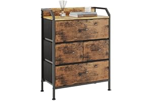 CAIYUN Chest of Drawers, 4-Drawer Dresser for Bedroom Storage Units, Clothes Chest of Drawers Fabric Dressers Storage Tower Kid Living Room Hallway Entryway(Rustic Brown)