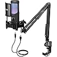 TONOR USB Gaming Microphone Kit for PC, Cardioid Condenser Computer Mic Bundle with RGB, Adjustment Boom Arm Stand for Podcast Streaming Recording Studio Singing Discord YouTube PS4/5 Gamer TC40 RGB