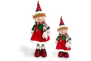 Himissy Elfos Navideños Grande, Elfos Traviesos Navidad Retráctil, Elfos Navideño Hombre y Mujer, Decoraciones Navideñas, para Hogar, Tiendas, Restaurantes, Escuelas y Oficinas (B2)