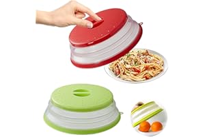 Lostwry 2pcs Faltbare Mikrowellen Abdeckung Mikrowellen Abdeckhaube Mikrowellendeckel Spritzschutzabdeckung für Lebensmittel Mikrowelle Platte Abdeckung mit Sieb für Obst und Gemüse