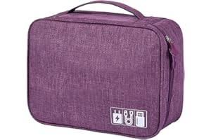 Ruyosn kabel organizer torba wodoodporna torba na kabel duża torba na dysk twardy torba elektroniczna podwójna warstwa elektryczny organizer kabel torba elektronika akcesoria organizer kabel power bank, Fioletowy