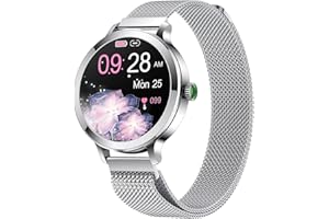 LONGLU Montre Intelligente pour Femmes avec Appel Bluetooth, smartwatch pour iPhone et téléphones Android, Montre de Suivi de Fitness avec Fonction de réponse/réception d'appels, étanche (Argent)