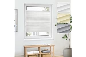 ‎JALOUSIESCOUT Jalousiescout Plissee Klemmfix ohne Bohren—Jalousie 135x120cm weiß Sichtschutz Fenster Sonnenschutz, Lichtdurchlässig Faltrollo für Fenster & Tür, Basis-Vliesstoff Pure Plissee