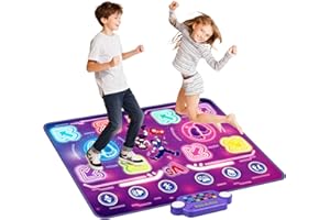 ZWOOS® Tanzmatte Kinder für von 3–12 Jahren, Wiederaufladbares Kindertanzmatten mit 8 LED-Lichtern & Bluetooth, Perfekt als Kindergeschenk, Familientreffen und Indoor-Aktivitätsspiel