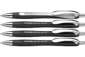 Schneider Slider Rave XB 132584 - Penna a sfera (edizione speciale limitata, 3 x nero, 1 x bianco, Made in Germany) 4 pezzi, colore: Blu