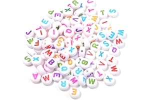 COOLICEE 1000 Pcs Letter Beads for Bracelet Making, Alphabet Beads for Jewelry Making, 4x7mm White Round Acrylic Letters Beads for Name Bracelet, Necklace, Key Chain DIY Craft (Multicolor)