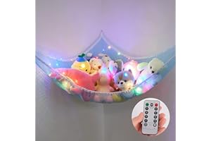 Beinou Toy Hammock Soft Toy Storage Large Corner Hanging Mesh Net Cuddly Plush Organizer with Remote Control for Kids Bedroom Nursery