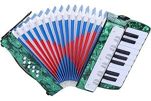 LIEBEWH 17 Keys 8 Bass Piano Celluloid Accordian, Accordion For Beginners Adults Accordion, 4 Colors Portable Concertina Accordion with Side Adjustable Stra, Mini Accordion Musical (Green)