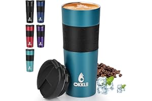 OKKLE Travel Mugs for Hot Drinks 600ml, Insulated Coffee Mug with Leakproof Lid BPA-Free Coffee Travel Mug, Vacuum Insulation Stainless Steel Cup for Hot and Cold Coffee and Tea