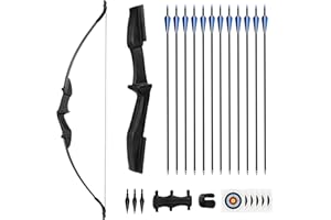 The7boX 30 lbs Ensemble Arc Classique Adulte，Ensemble d'arc de Tir à l'arc pour Débutants avec 12 Flèches en Carbone, Adaptées à la Chasse en Plein air, à la Pratique de la Cible