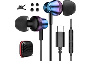 TITACUTE Słuchawki USB C do Samsung A53 A33 M53 S21 S20 FE S22 Ultra, słuchawki douszne, złącze USB C, słuchawki z mikrofonem typu C, słuchawki douszne z kablem do iPad Pro 2022 Pixel 7 Pro 6a Oneplus 10t 9 Pro Mi 12