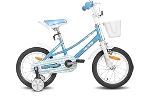 HH HILAND HILAND Daisy 14/16 Pouces Vélos Enfants pour Fille et Garçon de 3 4 5 6 7 Ans, Kids Bike avec Roues de Support, Panier, Sonnette, Frein à Main et Frein à Rétropédalage, Violet/Vert/Rose/Bleu