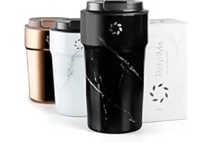 REFYLL ME Kubek termiczny glazeFyll o pojemności 380ml i 500ml - Kubek podróżny ze stali nierdzewnej, podwójne ścianki, izolacja termiczna, nieprzeciekający, wolny od BPA - Kubek do kawy, kubek termiczny na kawę i herbatę w podróży