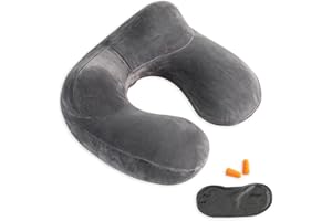 TALLGO Nadmuchiwana poduszka podróżna, 100% miękkie, aksamitne podparcie szyi do podróży, samolotów, pociągów, samochodów i biur, z kompaktową torbą do przenoszenia, oddychającą i zmywalną osłoną, idealna