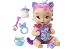 MATTEL My Garden Baby Poupée Bébé Câlin Chaton (30 cm) violette interactive avec plus de 20 sons et 5 accessoires, Jouet Enfant, Dès 3 ans, HHP28