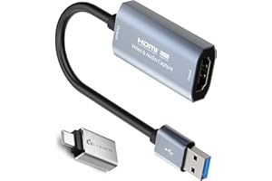 Guermok Video-Capture-Karte, 4K Cam Link-Karte, HDMI-zu-USB-C Capture-Karte, 1080P60, Videoaufnahmegerät für Spiele und Streaming, kompatibel mit Windows, Mac OS und Switch
