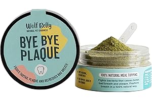 WOLF BELLY NATURAL PET GOODNESS Wolf Belly - Polvos para Mal Aliento Perros 100% Natural (60 gr) Alternativa al Cepillo Dientes Perro y Pasta de Dientes, Algas Antisarro Gatos, Reduce Sarro Perros, Cuidado Bucal - Bye Bye Plaque