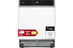 Telefunken Geschirrspüler 60 cm teilintegrierbar, Einbau Spülmaschine, 12 Maßgedecke, 6 Programme, AquaStop, Startzeitvorwahl, Auto-Door, leise 45 dB, Eco, höhenverstellbar, Besteckkorb, GET6012DI