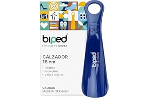 DIE SCHUHANZIEHER biped Calzador de plástico 18 cm – Calzador pequeño y ergonómico, ideal para viajes, niños y adultos – Calzador corto para zapatos fácil de usar z1560(azul noche)