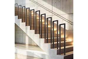 Ansobea Corrimano per scale interne ed esterne, 75 cm, a forma di U, in metallo, per ville, appartamenti, nero (75 x 20 cm, 1 pezzo)