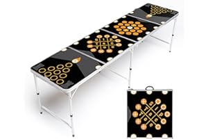 BEERBALLER® Table Multigame Beer Pong - 6 Jeux de fête sur Une Table de Beer Pong | Structure Noire, Pliable & Surface Anti-Rayures | Porte-balles avec 6 balles | Tables de Beer Pong | Jeux à Boire