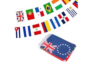 JIJACRAFT Drapeaux de 50 Pays Guirlande Drapeaux du Monde 14 * 21cm, Décoration pour Bar, Restaurant, Grande Ouverture, Célébrations Sportives Internationales (12,5 mètres)