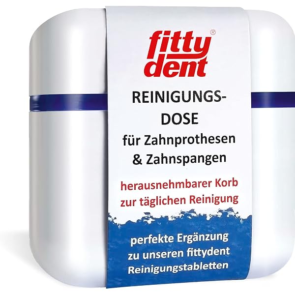 Zahnprothesen-Bad-Etui Set Mit Bürsten | 2 Aufbewahrungsboxen & 2 Reinigungsbürsten | Siebkorb Zum Trocknen