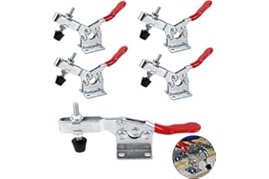 HUALIANG 5 Pezzi Toggle Morsetto,90 kg GH-201B Morsetti a Ginocchiera Toggle Verticale,Utensili Manuali Orizzontali,Clamp Morsetti Utensile a Mano in Metallo,Attrezzo a Levetta,per Officina Meccanica