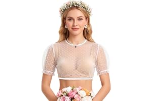 AUYAO Traditionell damblus, dirndl-blus, långärmad/kort ärm