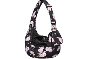 MOSISO Dog Cat Sling Carrier, Pet Dog Carrier Camellia Tote Bag Hands Free Adjustable Padded Strap Breathable Polyester Soft Carrying Travel Shoulder Bag with Front Pocket for Small Dog Cat, Black