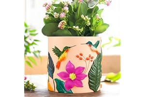 GUGUGO Colorful Hummingbird Plant Pots, Cute Unique Succulent Animal Planters with Drainage, Rainbow Small Flower Pots for Indoor Plants, Funny Eclectic Home Décor Gift for Plant Lovers, Pale Pink