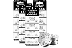 AVMZVO AG10 LR1130 Pile Bouton Alcaline 1.5V, Lot de 32, sans Mercure,【3 Ans Garantie】 (1130-32)
