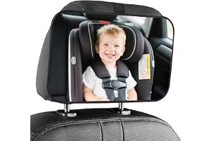 Vicloon Babybilspegel, babyspegel med spännklämmor, backspegel för bebisar, okrossbar, enkel installation, biltillbehör för unga föräldrar
