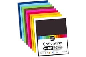 perfect ideaz cartoncino per foto, 50 fogli colorati in formato A2, colorazione integrale, disponibili in 10 diversi colori, spessore 300g/m², fogli di alta qualità