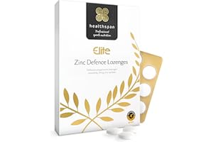Healthspan Elite Zinc Defence Lozenges 34mg (45 Lozenges) | Providing 34mg Zinc Acetate | Immune Support | Cold & Flu | All Blacks Official Partner | Peppermint | Informed Sport Accredited | Vegan