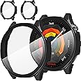 Diruite 2 Pack Screen Protector for HUAWEI Watch GT 5 46mm Tempered Glass Case All Around Hard PC Protective Cover,Black&Black,46mm
