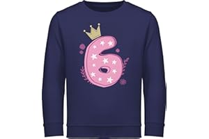 Shirtracer - Sweatshirt Kinder Pullover für Jungen Mädchen - 6. Geburtstag - Sechster Mädchen Krone Sterne